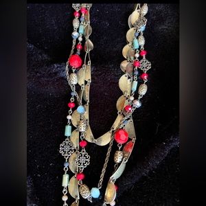 Premier Designs Long Statement Necklace Art Deco Vintage Boho